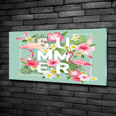 Impresión en cristal con acabado brillante horizontal Vacaciones y flamencos