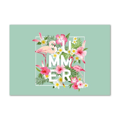 Impresión en cristal con acabado brillante horizontal Vacaciones y flamencos