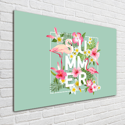 Impresión en cristal con acabado brillante horizontal Vacaciones y flamencos