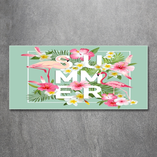 Impresión en cristal con acabado brillante horizontal Vacaciones y flamencos