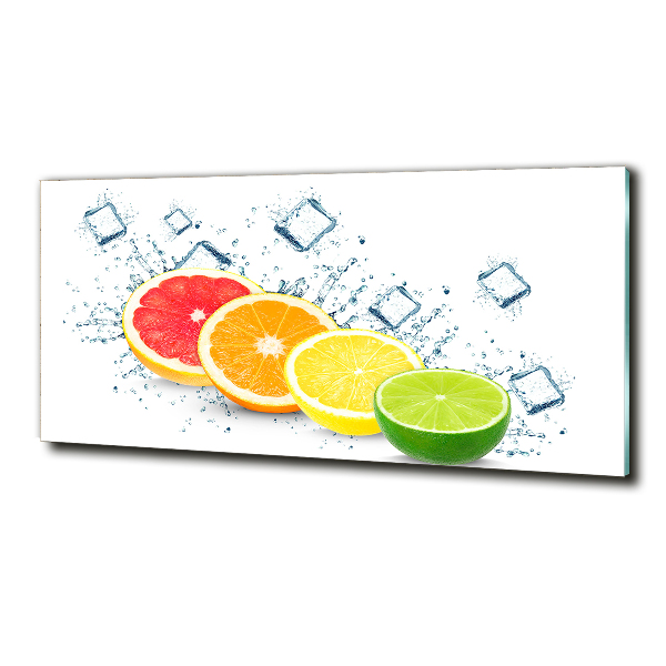 Cuadro decorativo de vidrio para salón horizontal Frutas cítricas