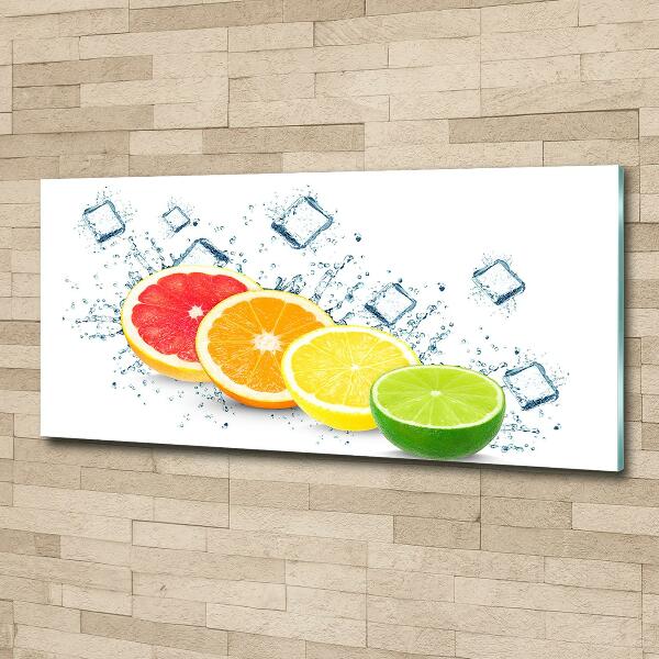Cuadro decorativo de vidrio para salón horizontal Frutas cítricas