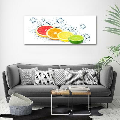 Cuadro decorativo de vidrio para salón horizontal Frutas cítricas