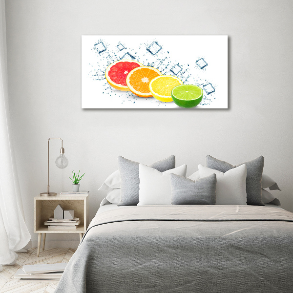 Cuadro decorativo de vidrio para salón horizontal Frutas cítricas
