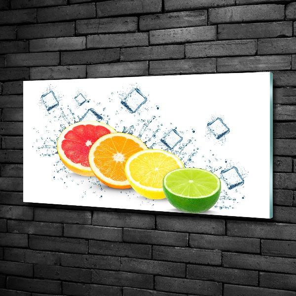 Cuadro decorativo de vidrio para salón horizontal Frutas cítricas