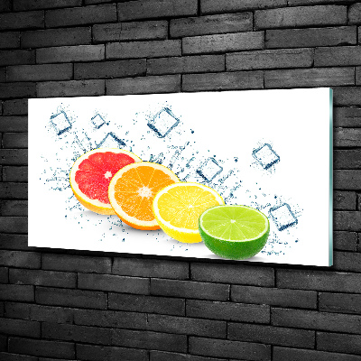 Cuadro decorativo de vidrio para salón horizontal Frutas cítricas