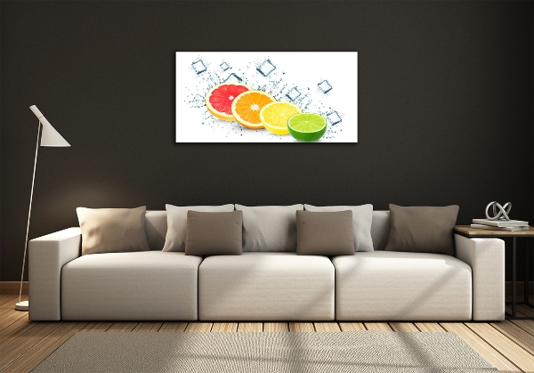 Cuadro decorativo de vidrio para salón horizontal Frutas cítricas