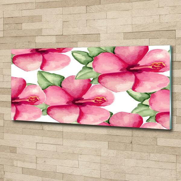 Foto en cristal de alta calidad con impresión uv horizontal flores tropicales