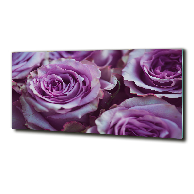 Cuadro de cristal templado moderno horizontal Rosas moradas