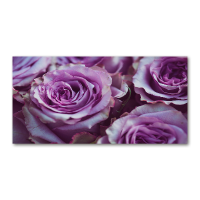 Cuadro de cristal templado moderno horizontal Rosas moradas