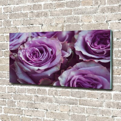 Cuadro de cristal templado moderno horizontal Rosas moradas