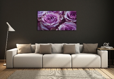 Cuadro de cristal templado moderno horizontal Rosas moradas