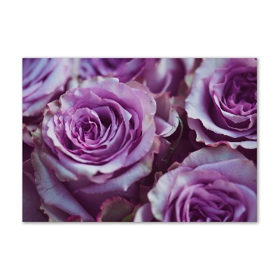 Cuadro de cristal templado moderno horizontal Rosas moradas