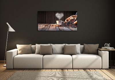 Cuadro de cristal templado moderno horizontal Una taza de café