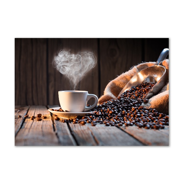 Cuadro de cristal templado moderno horizontal Una taza de café