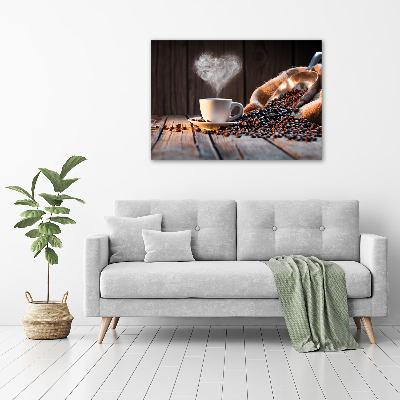 Cuadro de cristal templado moderno horizontal Una taza de café