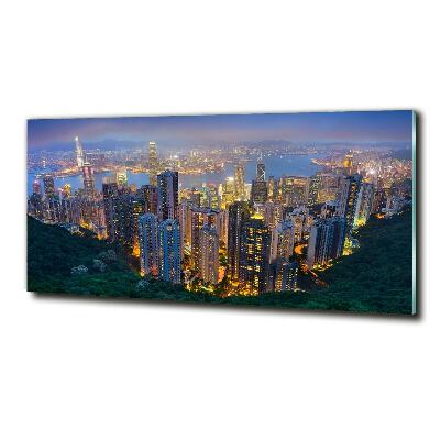 Impresión en cristal con acabado brillante horizontal Hong Kong de noche