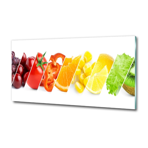 Cuadro decorativo de vidrio para salón horizontal Frutas y verduras