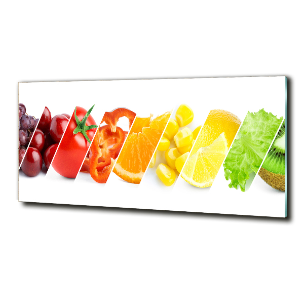 Cuadro decorativo de vidrio para salón horizontal Frutas y verduras