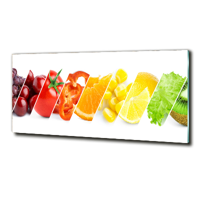 Cuadro decorativo de vidrio para salón horizontal Frutas y verduras