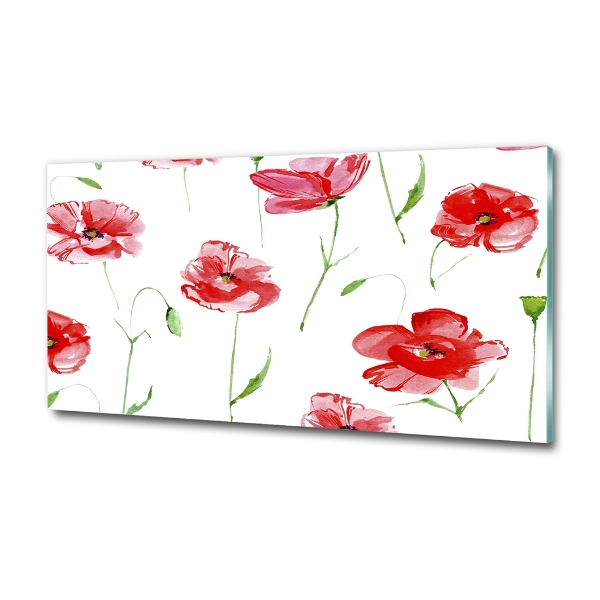 Cuadro de cristal templado moderno horizontal Amapolas
