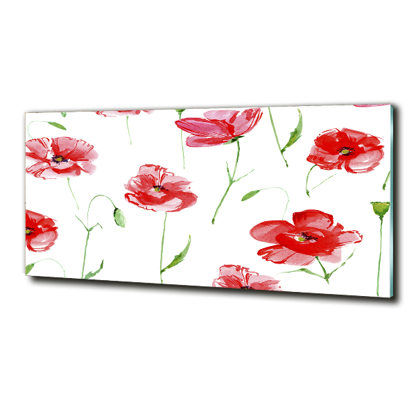 Cuadro de cristal templado moderno horizontal Amapolas