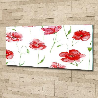 Cuadro de cristal templado moderno horizontal Amapolas