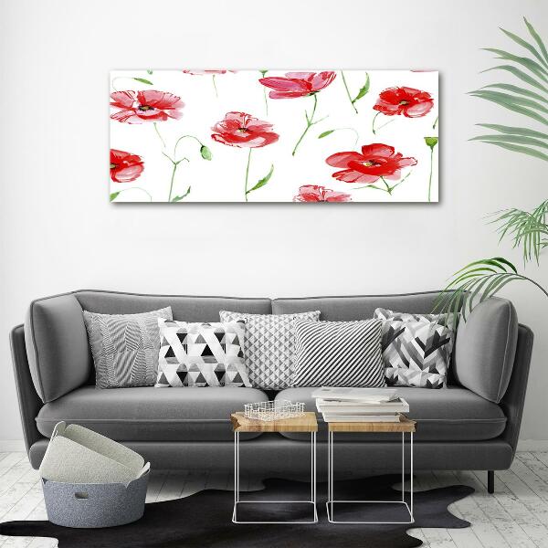 Cuadro de cristal templado moderno horizontal Amapolas