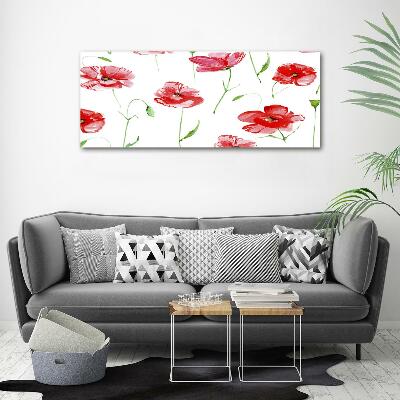 Cuadro de cristal templado moderno horizontal Amapolas