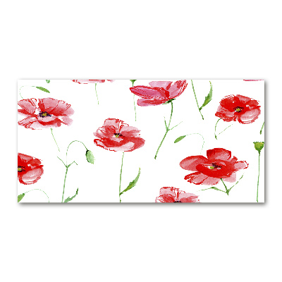 Cuadro de cristal templado moderno horizontal Amapolas