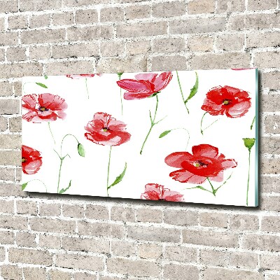 Cuadro de cristal templado moderno horizontal Amapolas
