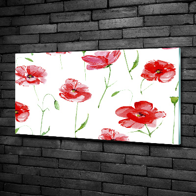 Cuadro de cristal templado moderno horizontal Amapolas