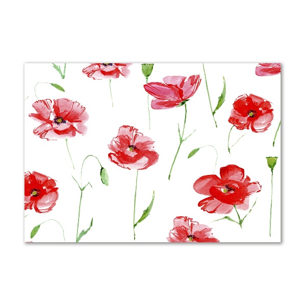 Cuadro de cristal templado moderno horizontal Amapolas