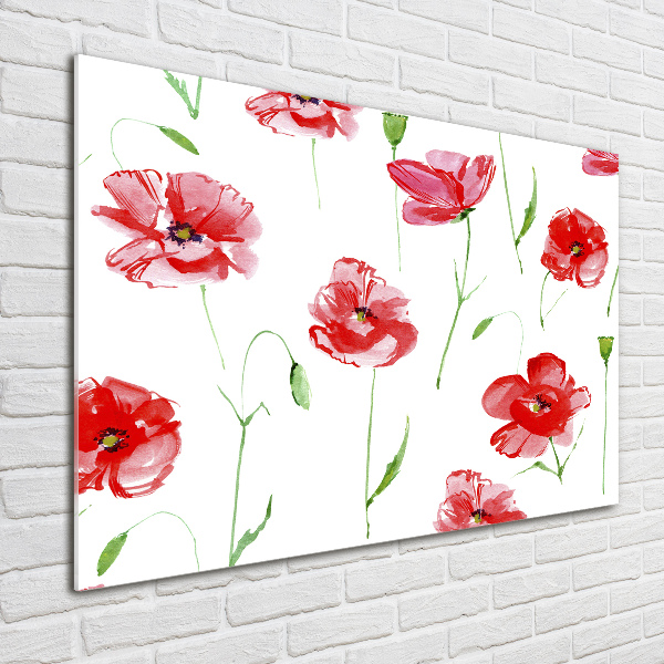 Cuadro de cristal templado moderno horizontal Amapolas