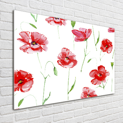 Cuadro de cristal templado moderno horizontal Amapolas
