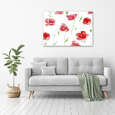 Cuadro de cristal templado moderno horizontal Amapolas