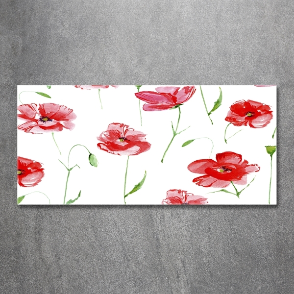 Cuadro de cristal templado moderno horizontal Amapolas
