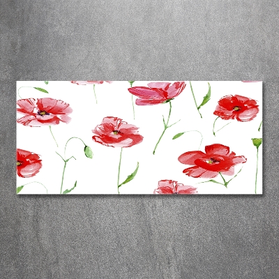 Cuadro de cristal templado moderno horizontal Amapolas