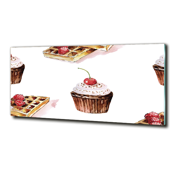Cuadro decorativo de vidrio para salón horizontal Postre