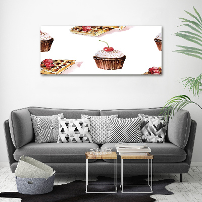Cuadro decorativo de vidrio para salón horizontal Postre