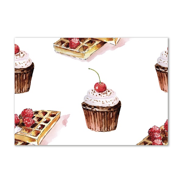 Cuadro decorativo de vidrio para salón horizontal Postre