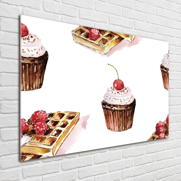 Cuadro decorativo de vidrio para salón horizontal Postre