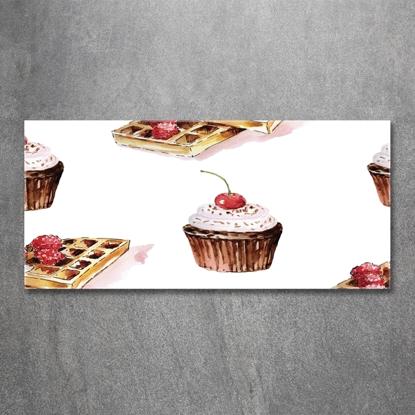 Cuadro decorativo de vidrio para salón horizontal Postre