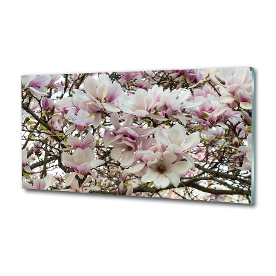 Foto en cristal de alta calidad con impresión uv horizontal flores de magnolia