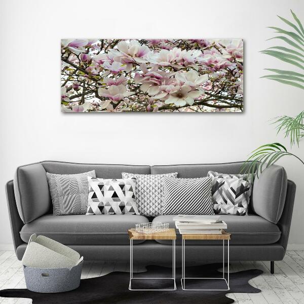 Foto en cristal de alta calidad con impresión uv horizontal flores de magnolia
