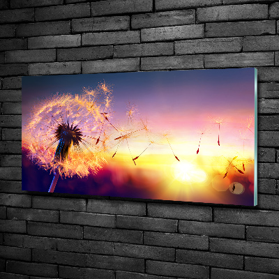 Cuadro de cristal templado moderno horizontal Diente de león