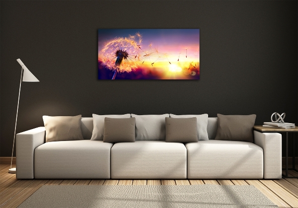 Cuadro de cristal templado moderno horizontal Diente de león