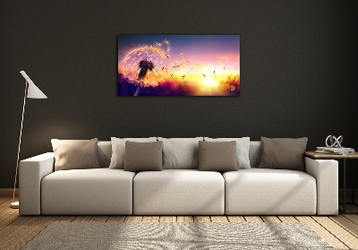 Cuadro de cristal templado moderno horizontal Diente de león