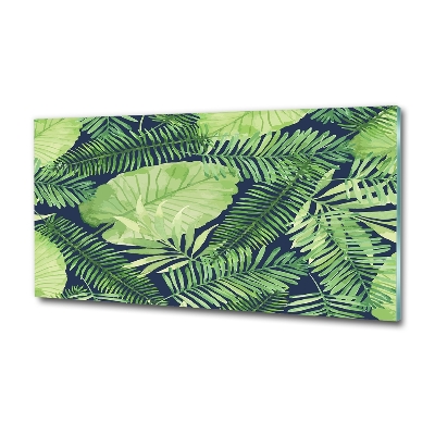 Foto en cristal de alta calidad con impresión uv horizontal hojas tropicales