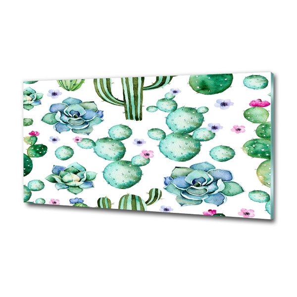 Cuadro de cristal templado moderno horizontal Cactus